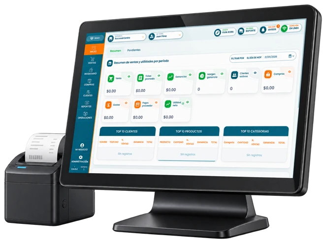 Terminal POS XoraPOS con pantalla y ticketera